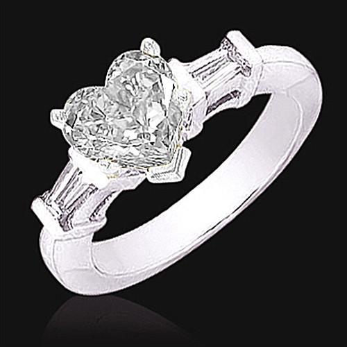 1.51 Ct. Bague Trois Pierres Neuve En Or Blanc Taille Réel Diamant Coeur