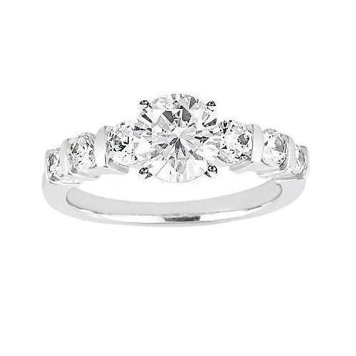 1.51 Ct. Bague de Fiançailles Réel Diamant Rond Or Blanc 14K