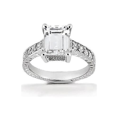 1.51 ct. Bague De Fiançailles Naturel Diamant Emeraude Bijoux De Style Antique
