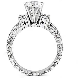 1.51 ct. Bague De Mariage A Trois Pierres EnOr Et Réel Diamants De Style Antique