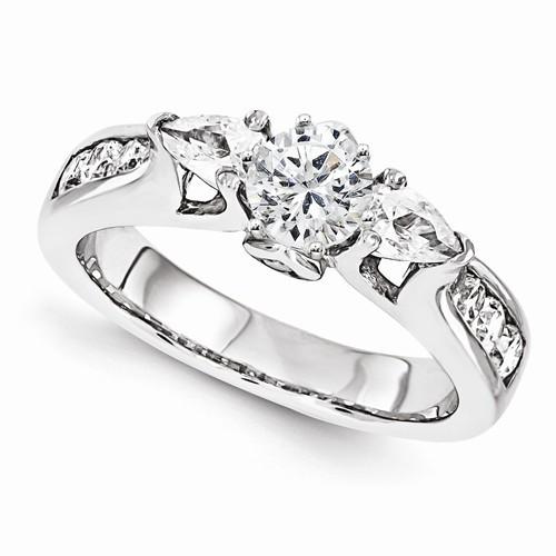 1.58 Carats Réel Diamant Bague De Fiançailles Fantaisie Trois Pierres De Style Or Blanc