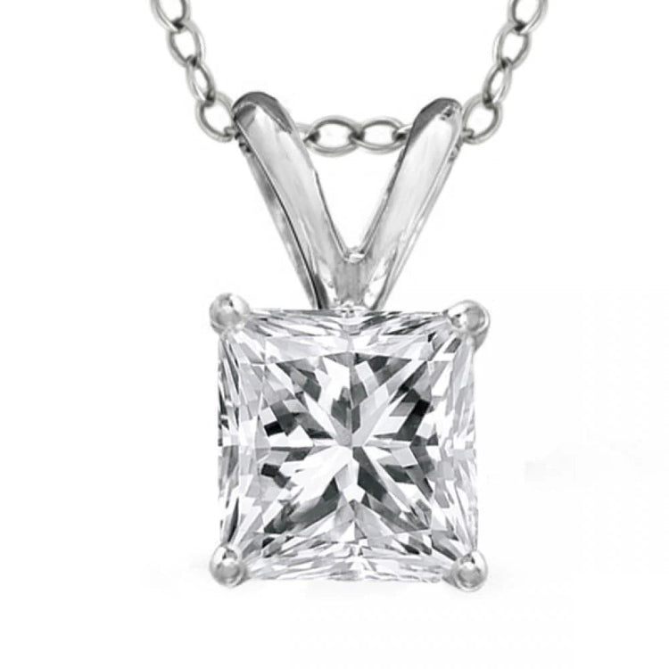 1.60 Ct Quatre Griffes Ensemble Princesse Réel Diamant Collier Pendentif