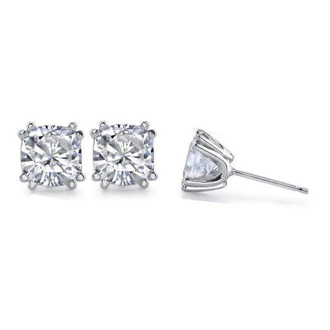 1.60 Ct. Puces D'oreilles Véritable Diamant Taille Coussin En Or Blanc