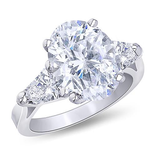 1.61 Ct. Bague Femme Naturel Diamant Ovale Centre 3 Pierres Bijoux Or Blanc Nouveau