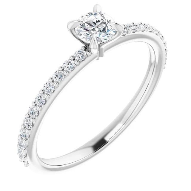 1.65 Carats Bague de Fiançailles Réel Diamant Quatre Griffes Or Blanc 14K