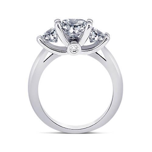 1.71 ct. Bague D'anniversaire 3 Pierres Véritable Diamants Ronds Bijoux En Or Blanc