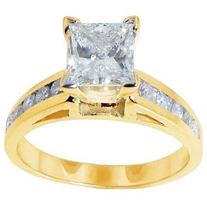 1.75 Ct. Bague Anniversaire En Or Jaune Avec Réel Diamants Taille Princesse