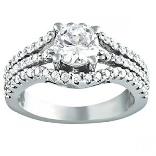 1.75 Ct. Bague Solitaire Réel Diamant Rond Avec Accents Tige Fendue