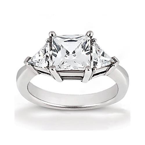 1.75 Ct. Bague Trois Pierres Réel Diamant Taille Princesse