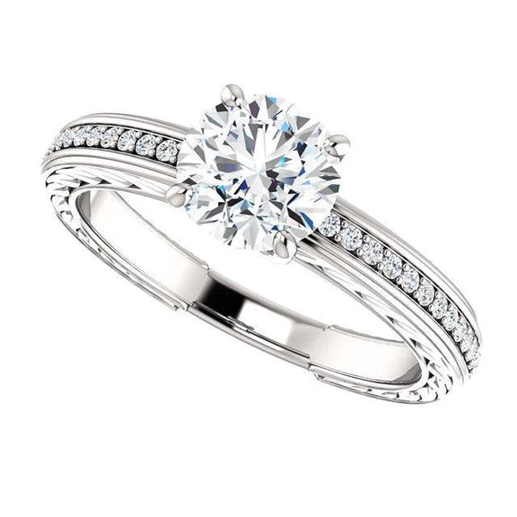 1.76 Ct. Bague Anniversaire De Fiançailles Réel Diamant Or Blanc 14K