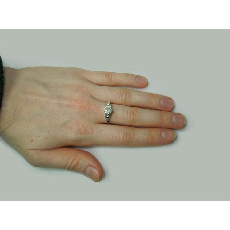 1.77 Carat Réel Diamants Ronds & Baguette Bague de Fiançailles Or Blanc
