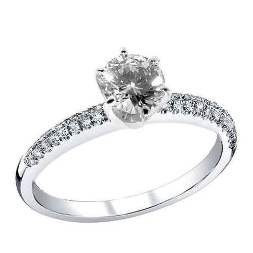 1.80 Ct. Bague De Fiançailles Royale En Réel Diamants Coupe Ronde Avec Accents