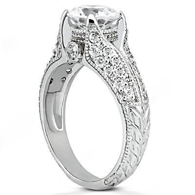 1.85 ct. Bague De Style Antique En Réel Diamant Avec Accents