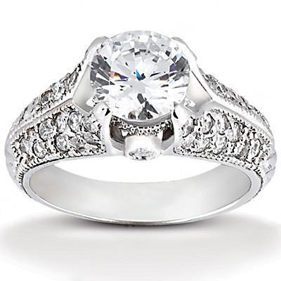 1.85 ct. Bague De Style Antique En Réel Diamant Avec Accents