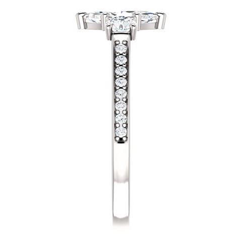 1.85 ct. Bague Marquise 3 Pierres Avec Halo Véritable Diamants Ronds Nouveau