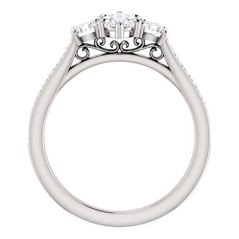 1.85 ct. Bague Marquise 3 Pierres Avec Halo Véritable Diamants Ronds Nouveau