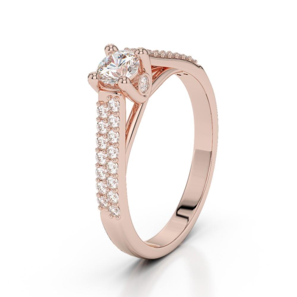 1.90 Carats Alliance Réel Diamants Etincelants Or Rose 14K