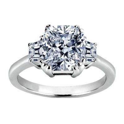 1.91 Carat Bague Naturel Diamant Coussin Trois 3 Pierres Or Nouveau