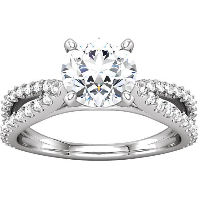 1.97 Ct Véritable Diamants Ronds Accentués Bague Fendue Tige Femmes Bijoux