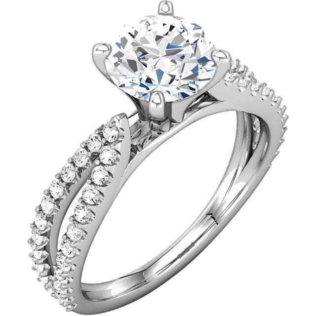 1.97 Ct Véritable Diamants Ronds Accentués Bague Fendue Tige Femmes Bijoux