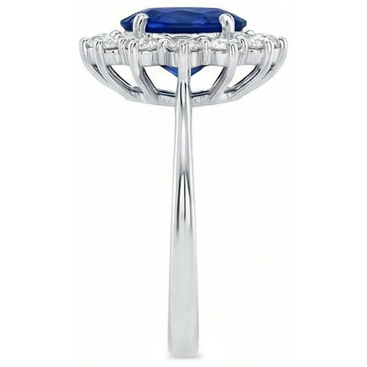 2.40 Carats Bague Saphir Ceylan Et Diamants Naturels Extraits des Mines ( et non cultivés en laboratoire ) Or Blanc 14K