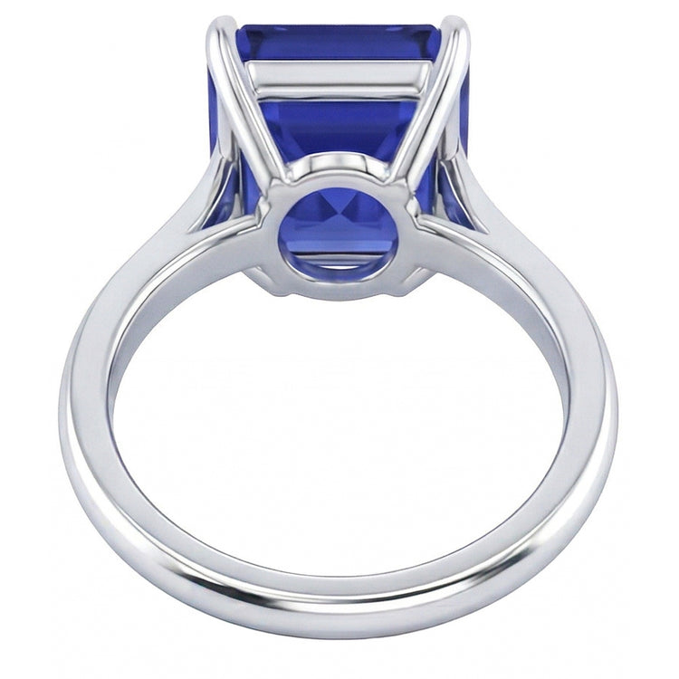 naturel asscher saphir 2.50carats bague vue de profil