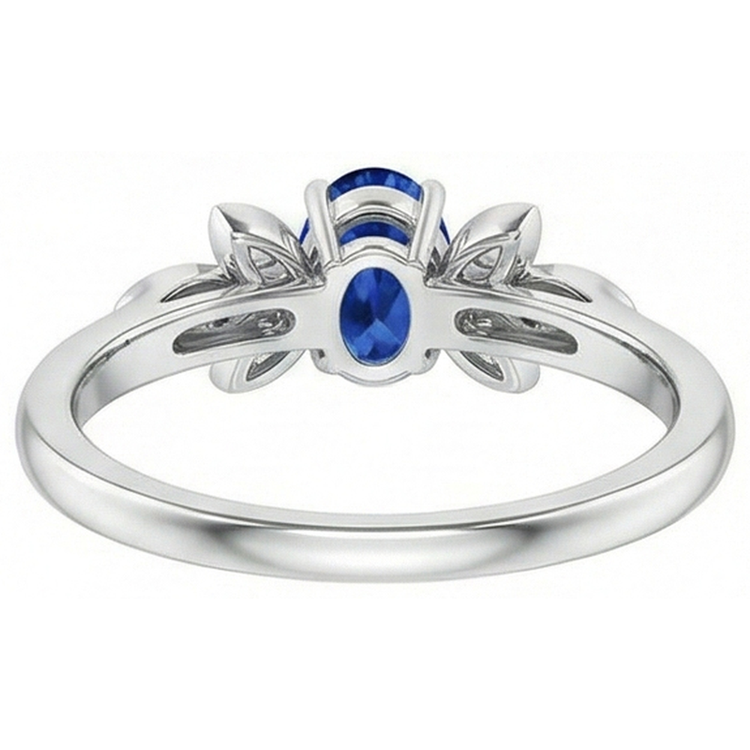 naturel round saphir 2.85carats bague vue de profil