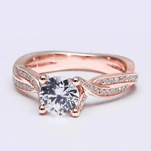 2 Carats Bague Solitaire De Fiançailles En Réel Diamant Avec Accents