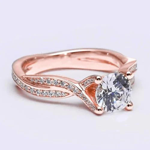 2 Carats Bague Solitaire De Fiançailles En Réel Diamant Avec Accents