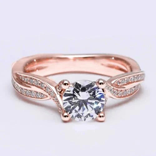 2 Carats Bague Solitaire De Fiançailles En Réel Diamant Avec Accents