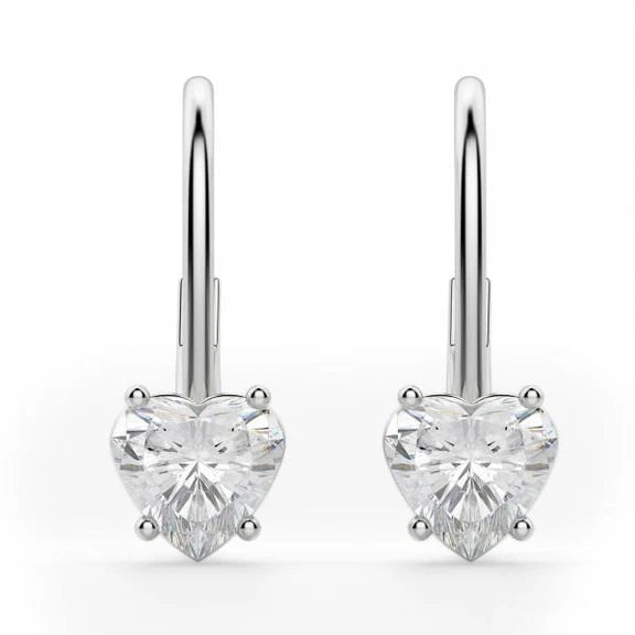 2 Carats Ensemble De Griffes Coeur Coupe Réel Diamant Femmes Boucle D'oreille Bijoux En Or