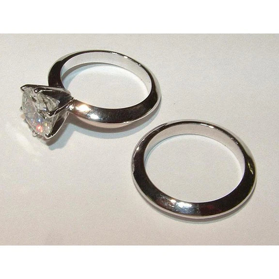 2 Carats. Bague De Fiançailles Solitaire Réel Diamant Rond Or Blanc 14K