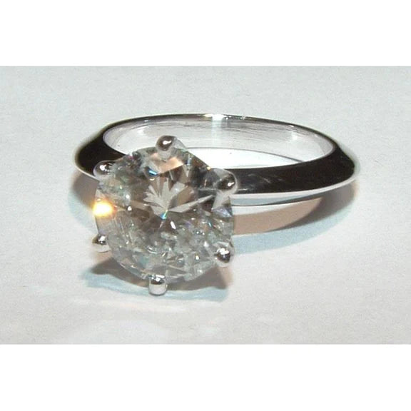 2 Carats. Bague De Fiançailles Solitaire Réel Diamant Rond Or Blanc 14K