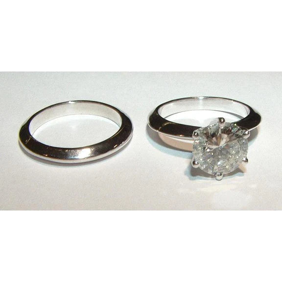 2 Carats. Bague De Fiançailles Solitaire Réel Diamant Rond Or Blanc 14K