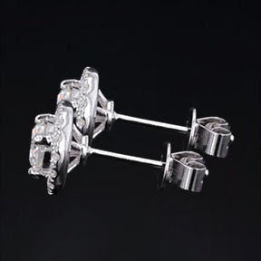 2.28 Ct Taille Brillant Véritable Diamants Halo Boucles D'oreilles Avec Vestes Pour Femmes