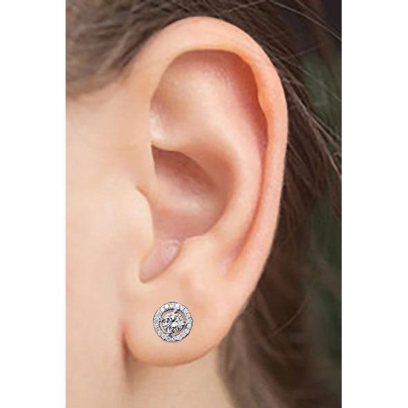 2.28 Ct Taille Brillant Véritable Diamants Halo Boucles D'oreilles Avec Vestes Pour Femmes