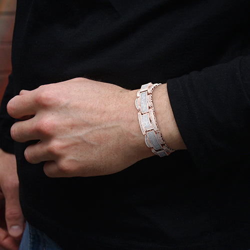 20 Carats Naturel Diamant Serti De Pavé Coupe Princesse Bracelet Homme