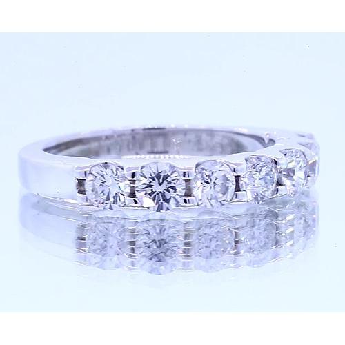 2,10 Carats Bague Anniversaire En Véritable Diamant Rond Or Blanc 14K
