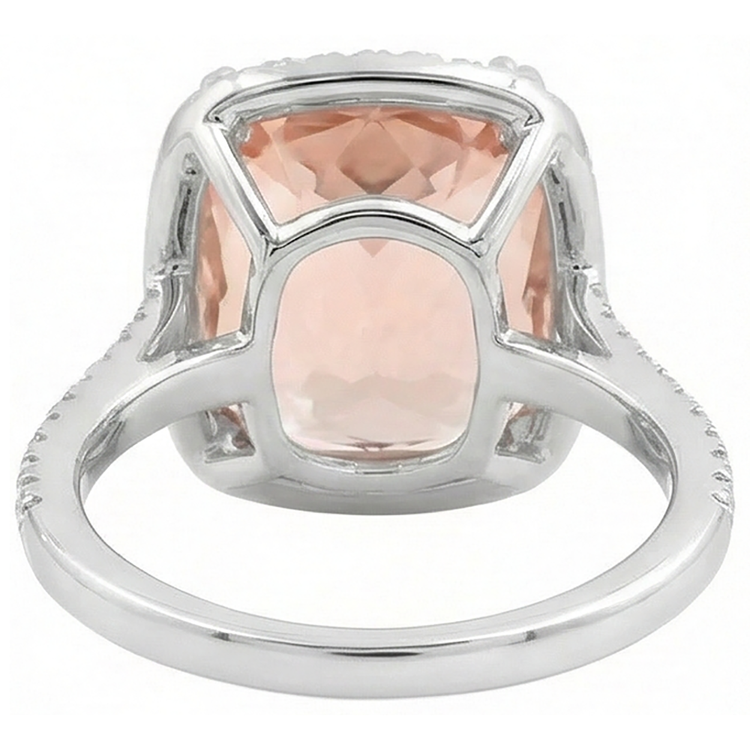 naturel cushion morganite 23.05carats bague avec accents diamants