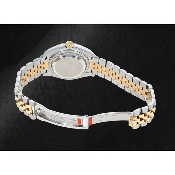 montre pour femme Rolex avec cadran en diamant argenté et or 18 carats