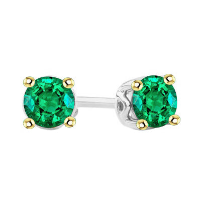Émeraude Fine Gemstone Earring 1 carats Or Bicolore 14 Carats – vue principale