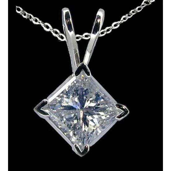2.01 Carat Naturel Diamant Solitaire Pendentif Médaillon Avec Chaîne
