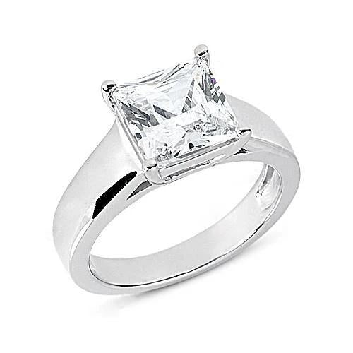 2.01 Carats Princesse Réel Diamant Solitaire Bague De Fiançailles Nouveau