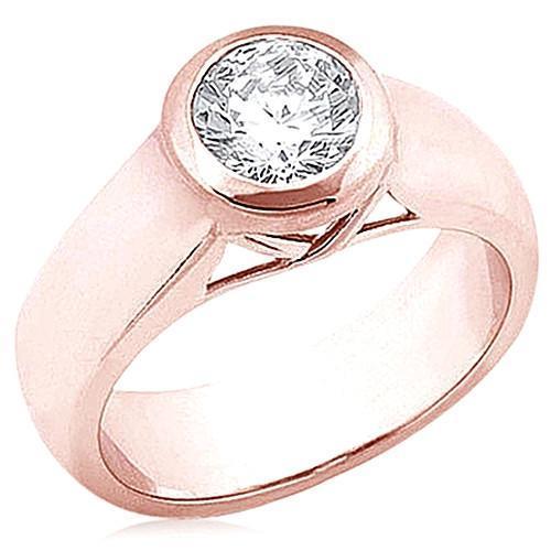 2.01 Ct. Bague Solitaire Réel Diamant Or Rose Bijoux Nouveau