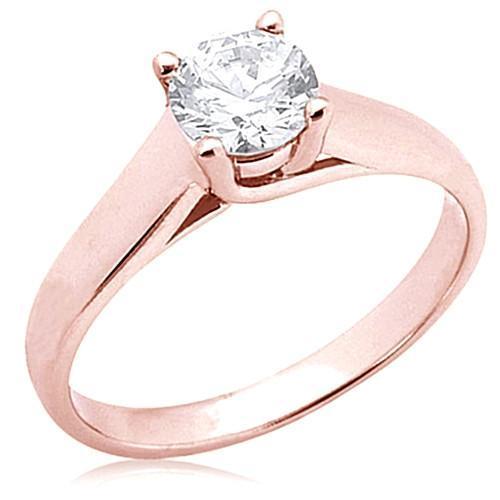 2.01 Ct. Bague Solitaire Réel Diamant Rond Or Rose Nouveau