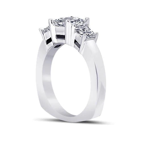 2.11 Carats Princesse Réel Diamant Bague De Fiançailles De Mariage 3 Bijoux En Pierre