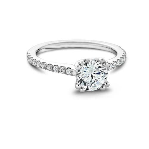 2.15 Carats Solitaire Avec Accent Naturel Diamants Alliance Or Blanc
