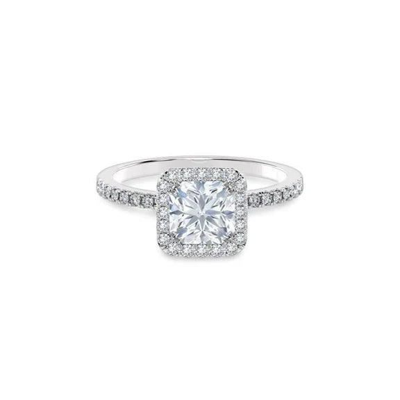 2.21 Carats Bague Réel Diamant Rond Et Radiant Or Blanc 14K Nouveau