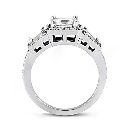 2.25 Carats Bague De Fiançailles Réel Diamant Taille Princesse A Trois Pierres