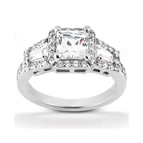 2.25 Carats Bague De Fiançailles Réel Diamant Taille Princesse A Trois Pierres